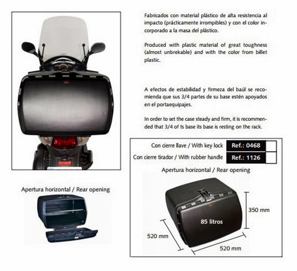 BAULETE MOTO PUIG 0468N MAXIBOX NEGRO 85L.